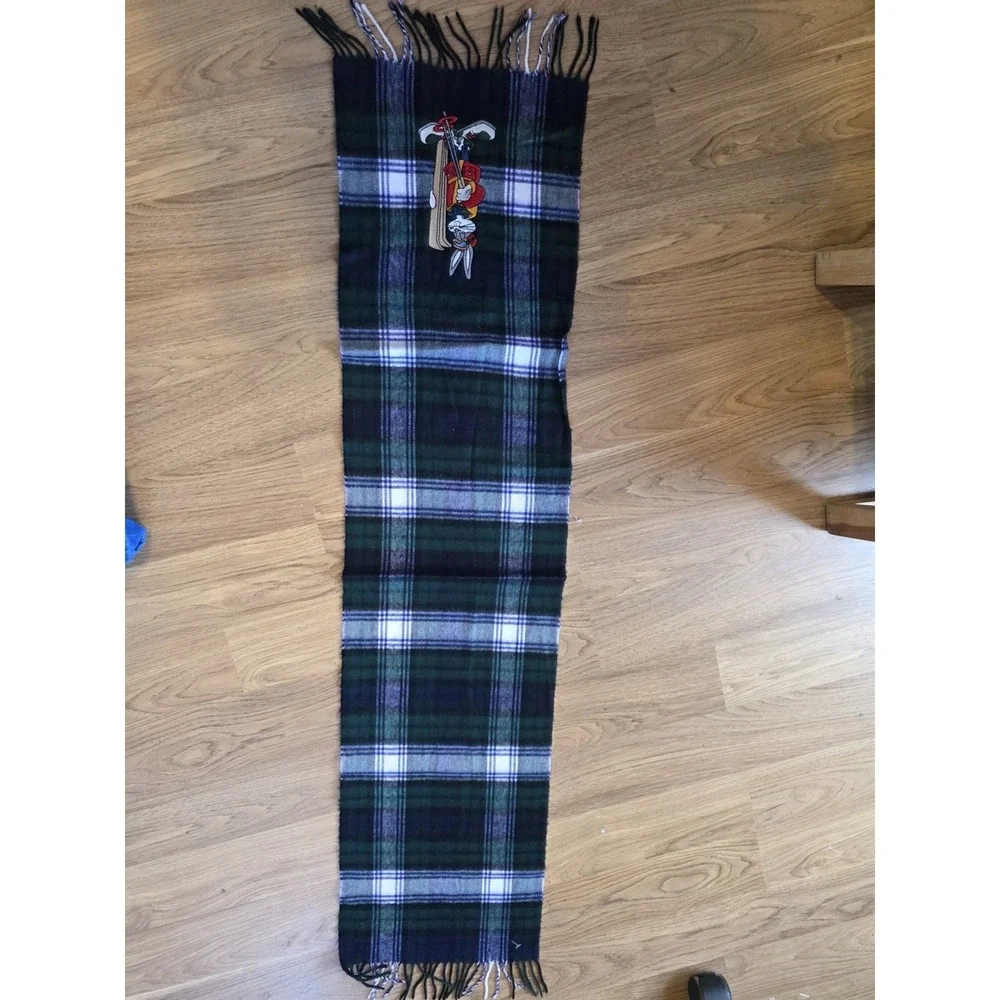 Vintage ACME Warner Bros Bugs Bunny Scarf 90s Plaid Green